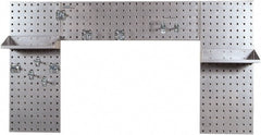 Triton - 30" Wide x 55" High Peg Board Strip - 3 Panels, 9 Hooks, Steel with Epoxy Coating, Silver - Exact Tooling