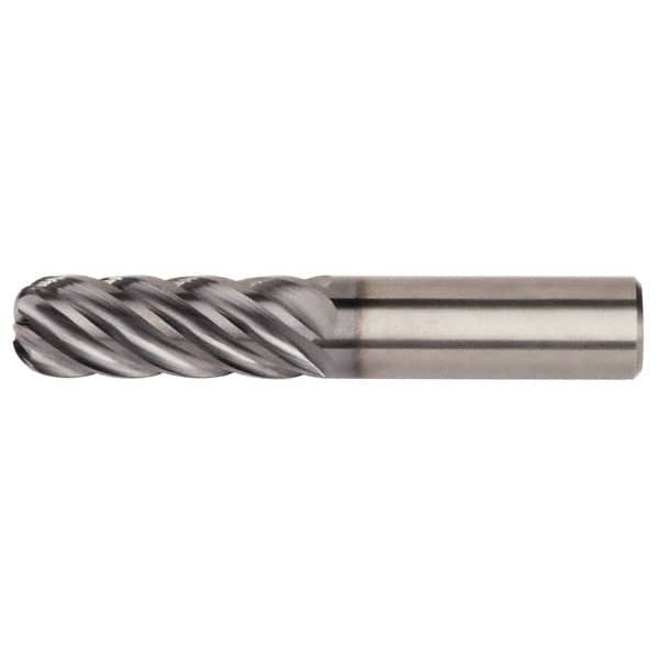 Kennametal - 3/4", 6 Flute, Single End, Solid Carbide, 0.09" Corner Radius End Mill - 6-1/2" OAL, 38° Helix, Right Hand Flute, 4" LOC, Right Hand Cut - Exact Tooling