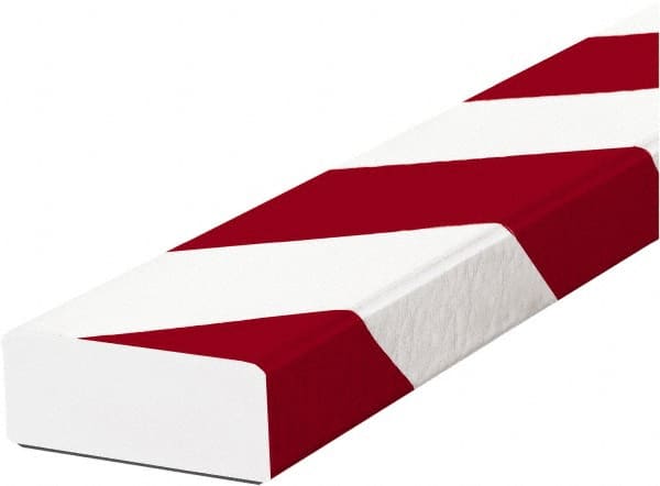 PRO-SAFE - 39" Long, Polyurethane Foam Type D Surface Guard - Red/White, 1" High x 2" Wide Side - Exact Tooling