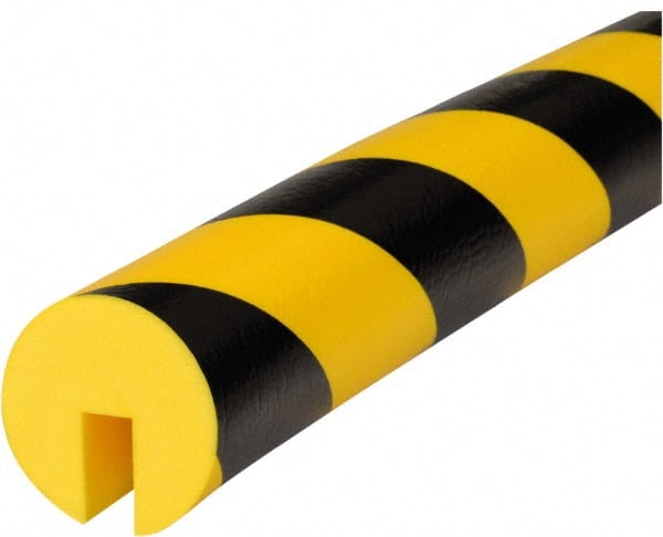PRO-SAFE - 39" Long, Polyurethane Foam Type B+ Edge Guard - Black/Yellow, 1" High x 2" Wide Side - Exact Tooling