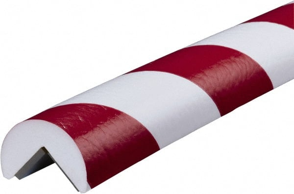 PRO-SAFE - 39" Long, Polyurethane Foam Type A Corner Guard - Red/White, 1" High x 2" Wide Side - Exact Tooling