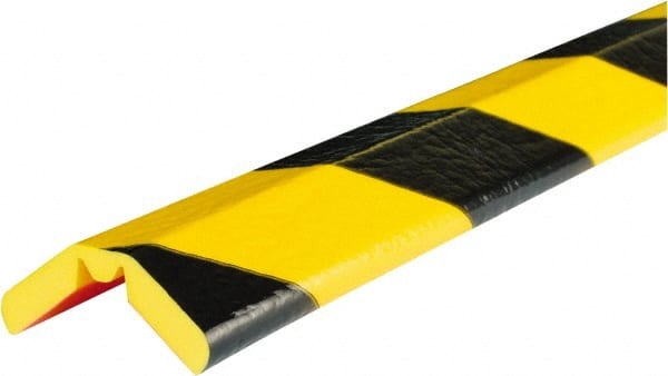 PRO-SAFE - 39" Long, Polyurethane Foam Type W Bumper Guard - Black/Yellow, 1" High x 2" Wide Side - Exact Tooling