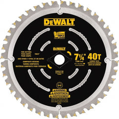 DeWALT - 7-1/4" Diam, 15.88mm Arbor Hole Diam, 40 Tooth Wet & Dry Cut Saw Blade - Steel, Framing Action, Standard Round Arbor - Exact Tooling