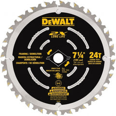 DeWALT - 7-1/4" Diam, 15.88mm Arbor Hole Diam, 48 Tooth Wet & Dry Cut Saw Blade - Steel, Framing Action, Standard Round Arbor - Exact Tooling