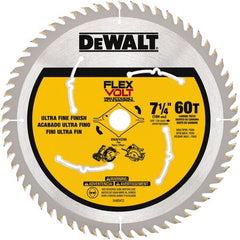 DeWALT - 7-1/4" Diam, 15.88mm Arbor Hole Diam, 60 Tooth Wet & Dry Cut Saw Blade - Steel, Smooth Action, Standard Round Arbor - Exact Tooling