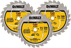 DeWALT - 7-1/4" Diam, 15.88mm Arbor Hole Diam, 24 Tooth Wet & Dry Cut Saw Blade - Steel, Smooth Action, Standard Round Arbor - Exact Tooling