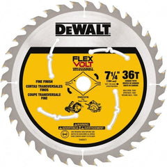 DeWALT - 7-1/4" Diam, 15.88mm Arbor Hole Diam, 36 Tooth Wet & Dry Cut Saw Blade - Steel, Smooth Action, Standard Round Arbor - Exact Tooling