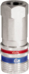 CEJN - 1/2 Female NPT Industrial Pneumatic Hose Safety Coupler - Steel/Brass, 3/8" Body Diam - Exact Tooling