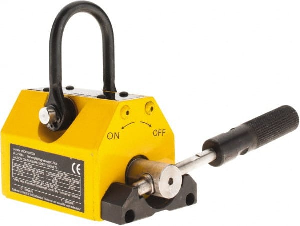 Gibraltar - 1,600 Lb Load Capacity, Magnetic Lifter - 4-5/8" High x 3-63/64" Wide, 4" Head/Holder Diam, 1 Poles - Exact Tooling