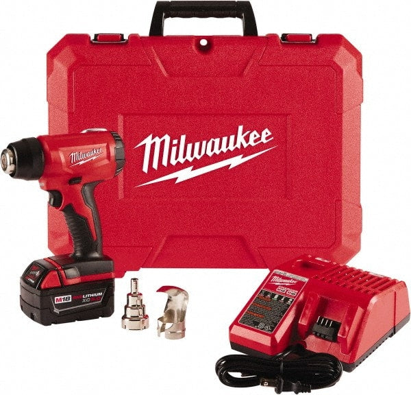 Milwaukee Tool - 0 to 875°F Heat Setting, 6 CFM Air Flow, Heat Gun Kit - 18 Volts, 5 Amps, 360 Watts - Exact Tooling