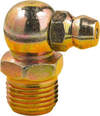 lumax - 90° Head Angle, 1/8 PTF Steel Grease Fitting Adapter - 7/16" Hex, 0.85" Overall Height, 0.29" Shank Length - Exact Tooling