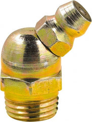 lumax - 45° Head Angle, M8x1 Metric Steel Grease Fitting Adapter - 10mm Hex, 0.88" Overall Height, 0.22" Shank Length - Exact Tooling