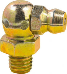 lumax - 90° Head Angle, 1/4-28 Taper Steel Grease Fitting Adapter - 5/16" Hex, 3/4" Overall Height, 0.21" Shank Length - Exact Tooling