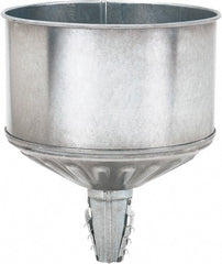 lumax - 256 oz Capacity Steel Funnel - 9-1/2" Mouth OD, 1-1/4" Tip OD, 3-3/4" Straight Spout, Silver - Exact Tooling