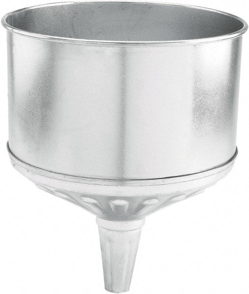 lumax - 256 oz Capacity Steel Funnel - 9-1/2" Mouth OD, 1-1/4" Tip OD, 3-3/4" Straight Spout, Silver - Exact Tooling