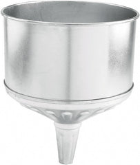 lumax - 256 oz Capacity Steel Funnel - 9-1/2" Mouth OD, 1-1/4" Tip OD, 3-3/4" Straight Spout, Silver - Exact Tooling