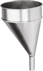 lumax - 204 oz Capacity Steel Funnel - 8-1/2" Mouth OD, 1-1/8" Tip OD, 3-1/4" Straight Spout, Silver - Exact Tooling