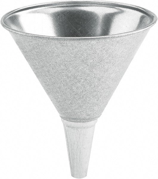 lumax - 64 oz Capacity Steel Funnel - 8-1/2" Mouth OD, 1/2" Tip OD, 3-1/4" Straight Spout, Silver - Exact Tooling