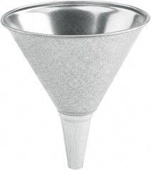 lumax - 64 oz Capacity Steel Funnel - 8-1/2" Mouth OD, 1/2" Tip OD, 3-1/4" Straight Spout, Silver - Exact Tooling