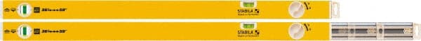 Stabila - 2 Vial, 59" Long, Aluminum Expandable Level - Yellow, 2" Wide, (1) Level & (1) Plumb Vials - Exact Tooling