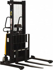 Vestil - 2,000 Lb Capacity, 63" Lift Height, Battery Powered Stacker - 2-1/8" Lowered Height, 42" Fork Length, 58" Overall Width - Exact Tooling