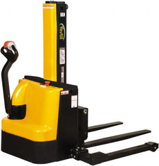 Vestil - 2,500 Lb Capacity, 90" Lift Height, Battery Powered Stacker - 2-1/8" Lowered Height, 42" Fork Length, 58" Overall Width - Exact Tooling