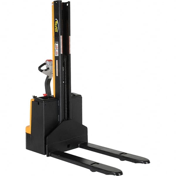 Vestil - 2,200 Lb Capacity, 62" Lift Height, Battery Powered Stacker - 3-3/8" Lowered Height, 42" Fork Length, 32" Overall Width - Exact Tooling