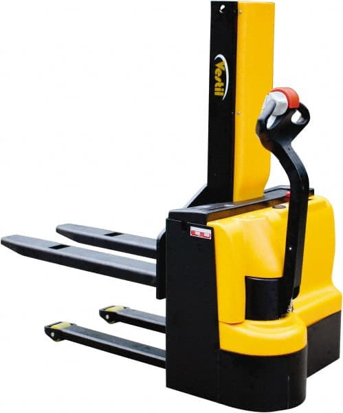 Vestil - 3,000 Lb Capacity, 43" Lift Height, Battery Powered Stacker - 3-3/8" Lowered Height, 42" Fork Length, 31-1/2" Overall Width - Exact Tooling