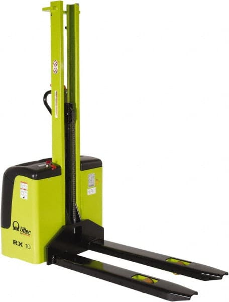 Vestil - 2,200 Lb Capacity, 62" Lift Height, Battery Powered Stacker - 3-1/2" Lowered Height, 45" Fork Length - Exact Tooling