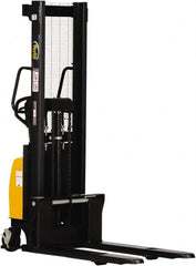 Vestil - 2,000 Lb Capacity, 63" Lift Height, Battery Powered Stacker - 3-3/8" Lowered Height, 42" Fork Length, 26-3/4" Overall Width - Exact Tooling