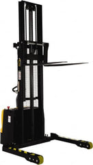 Vestil - 3,000 Lb Capacity, 125" Lift Height, Battery Powered Stacker - 2-1/8" Lowered Height, 42" Fork Length, 50" Overall Width - Exact Tooling
