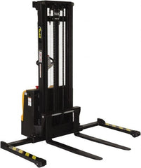 Vestil - 2,200 Lb Capacity, 125" Lift Height, Battery Powered Stacker - 2-1/8" Lowered Height, 42" Fork Length, 50" Overall Width - Exact Tooling