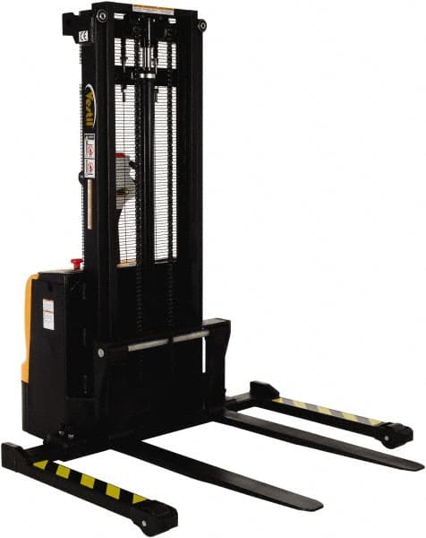 Vestil - 2,200 Lb Capacity, 101" Lift Height, Battery Powered Stacker - 2-1/8" Lowered Height, 42" Fork Length, 58" Overall Width - Exact Tooling