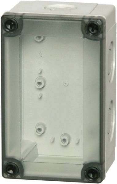 Fibox - Polycarbonate Standard Enclosure Screw Flat Cover - NEMA 1, 4, 4X, 6, 12, 13, 5.12" Wide x 7.09" High x 6.89" Deep - Exact Tooling