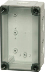 Fibox - Polycarbonate Standard Enclosure Screw Flat Cover - NEMA 1, 4, 4X, 6, 12, 13, 5.12" Wide x 7.09" High x 6.89" Deep - Exact Tooling