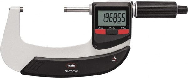 Mahr - 2"" Min Carbide-Tipped IP65 Rapid Measurement Electronic Outside Micrometer - Exact Tooling