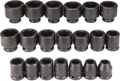 Proto - 20 Piece 3/4" Drive Black Finish Impact Socket Set - 6 Points, 5/8" to 2" Range, Inch Measurement Standard - Exact Tooling