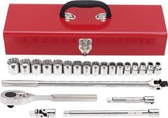 Proto - 22 Piece 1/2" Drive Chrome Finish Socket Set - 12 Points, 10mm to 26mm Range, Metric Measurement Standard - Exact Tooling