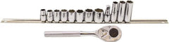 Proto - 13 Piece 3/8" Drive Chrome Finish Deep Well Socket Set - 6 Points, 10mm to 19mm Range, Metric Measurement Standard - Exact Tooling