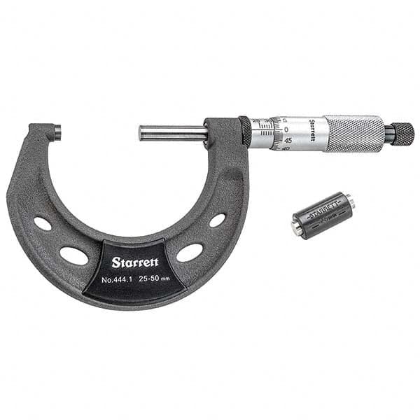 Starrett - Mechanical Outside Micrometers Minimum Measurement (mm): 25.00 Maximum Measurement (mm): 50.00 - Exact Tooling