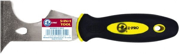 Premier Paint Roller - 2-1/2" Wide Chisel Edge Blade Steel 5-In-1 Tool - Stiff, Soft Grip Plastic Handle, 8.343" OAL - Exact Tooling
