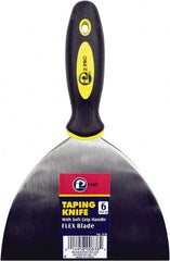 Premier Paint Roller - 6" Wide Spring Blade Steel Taping Knife - Stiff, Soft Grip Plastic Handle, 8.343" OAL - Exact Tooling