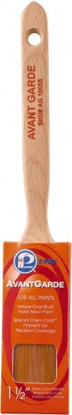 Premier Paint Roller - 1-1/2" Oval Polyester Sash Brush - 2-1/2" Bristle Length, 7" Wood Sash Handle - Exact Tooling