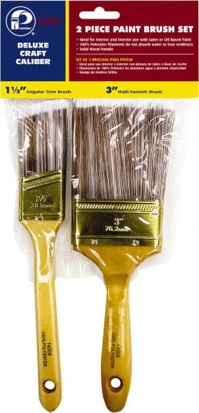 Premier Paint Roller - 1-1/2 & 3" Angle/Flat Polyester General Purpose Paint Brush Set - 2-1/4 & 3" Bristle Length, 6 & 6-1/2" Wood Sash & Beavertail Handle - Exact Tooling