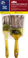 Premier Paint Roller - 1-1/2 & 3" Angle/Flat Polyester General Purpose Paint Brush Set - 2-1/4 & 3" Bristle Length, 6 & 6-1/2" Wood Sash & Beavertail Handle - Exact Tooling