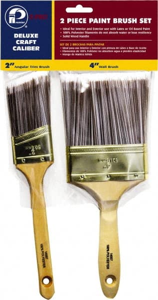 Premier Paint Roller - 2 & 4" Angle/Flat Polyester General Purpose Paint Brush Set - 2-1/2 & 3-1/2" Bristle Length, 6 & 6-1/2" Wood Sash & Beavertail Handle - Exact Tooling