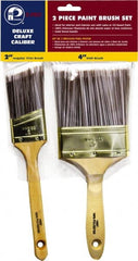 Premier Paint Roller - 2 & 4" Angle/Flat Polyester General Purpose Paint Brush Set - 2-1/2 & 3-1/2" Bristle Length, 6 & 6-1/2" Wood Sash & Beavertail Handle - Exact Tooling
