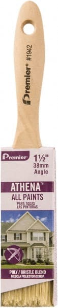 Premier Paint Roller - 1-1/2" Flat Polyester/Natural General Purpose Paint Brush - 2-1/4" Bristle Length, 5" Wood Beavertail Handle - Exact Tooling