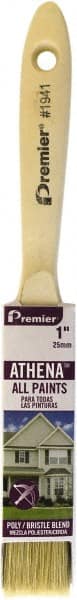Premier Paint Roller - 1" Flat Polyester/Natural General Purpose Paint Brush - 2-1/4" Bristle Length, 5" Wood Beavertail Handle - Exact Tooling