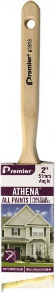 Premier Paint Roller - 2-1/2" Angled Polyester/Natural Angular Brush - 2" Bristle Length, 7" Wood Sash Handle - Exact Tooling